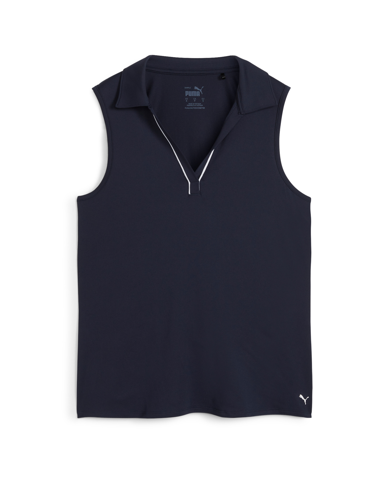 Cloudspun Piped, Ærmeløs Polo, Dame - deep_navy