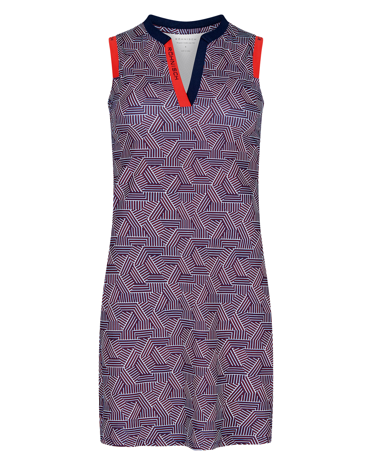 Abby, Ærmeløs kjole, Dame - hexagon_red