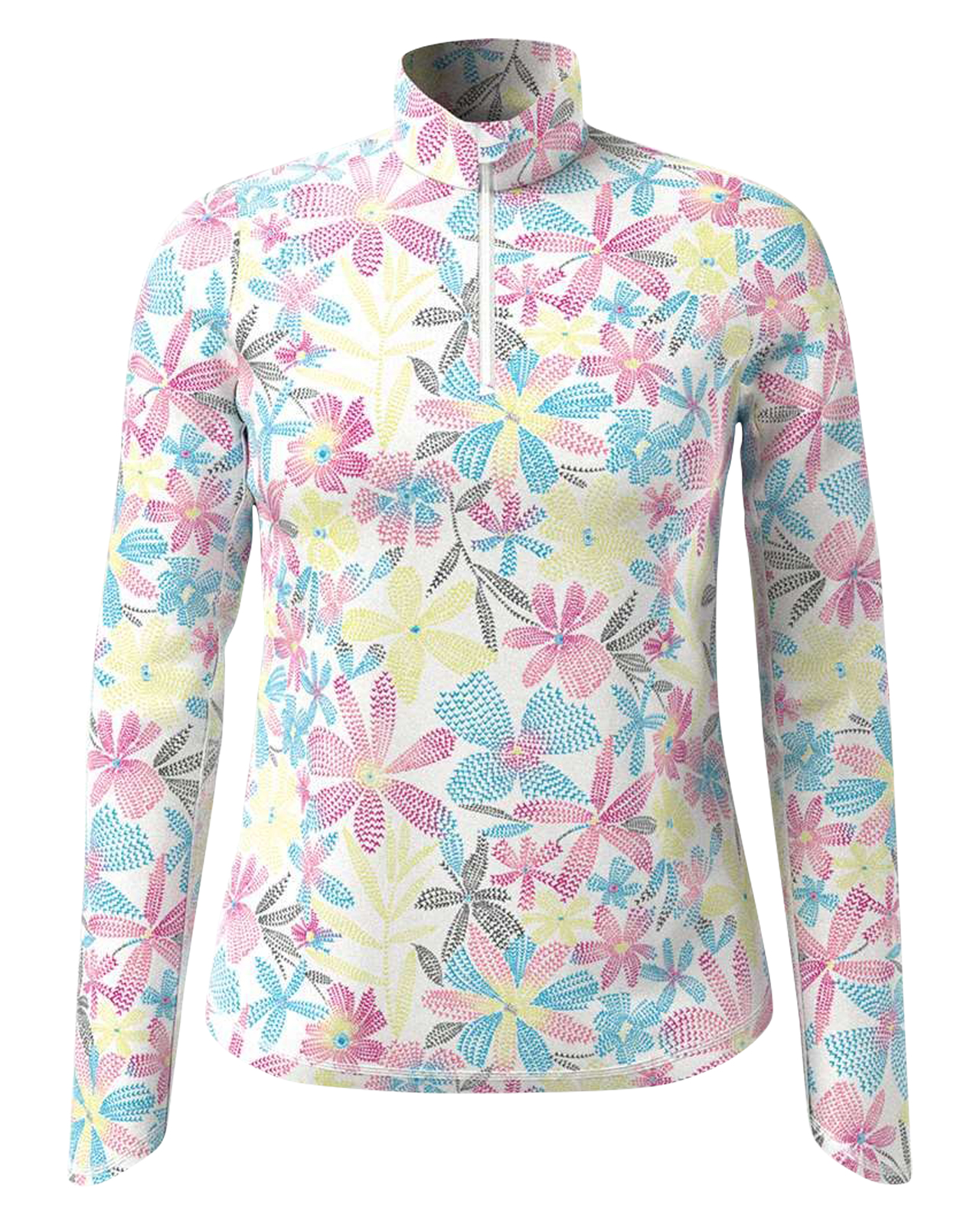 Floral Printed Sun Protection, Sweater, Dame - brilliant_white