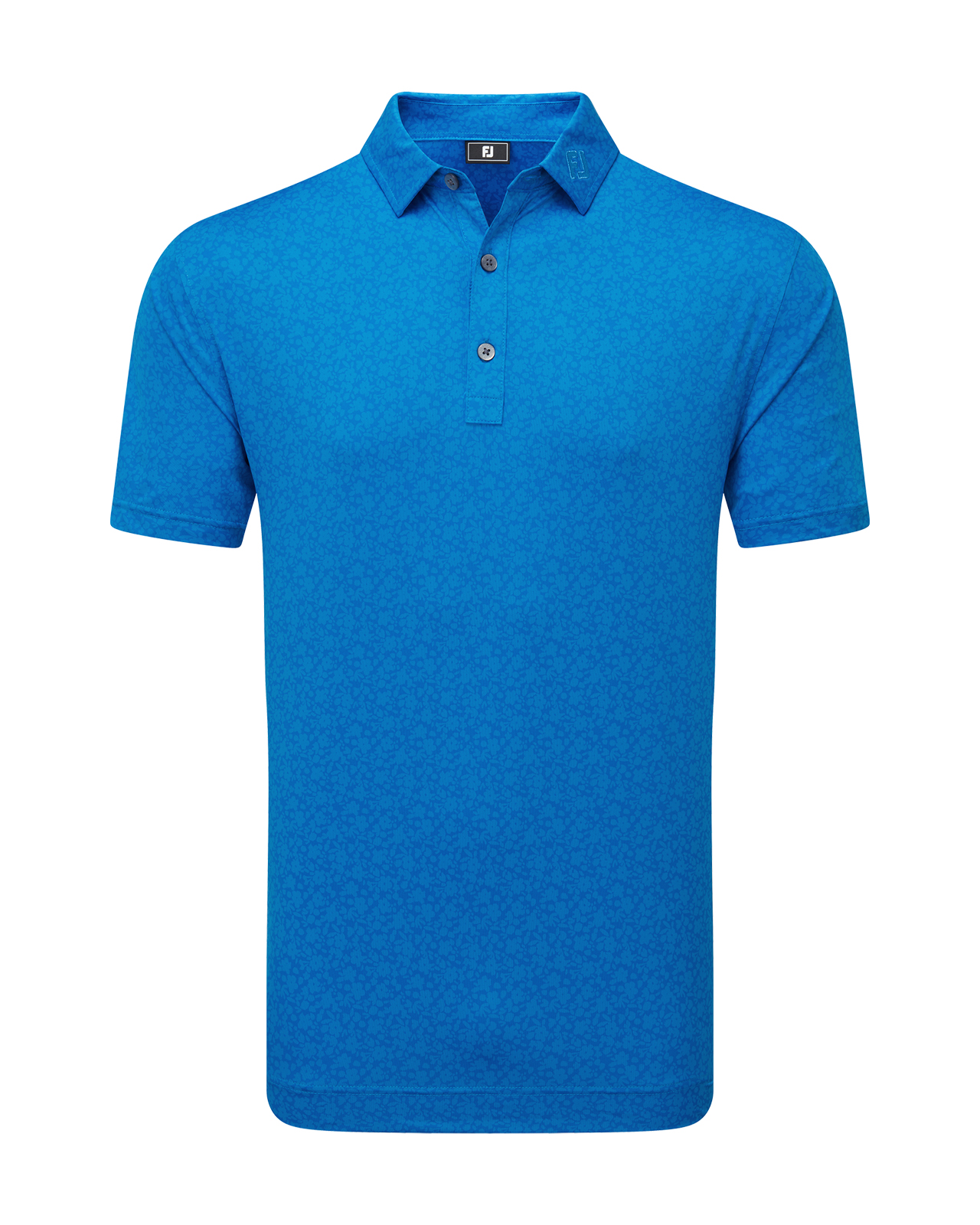 Painted Floral Lisle, Polo, Herre - cobalt