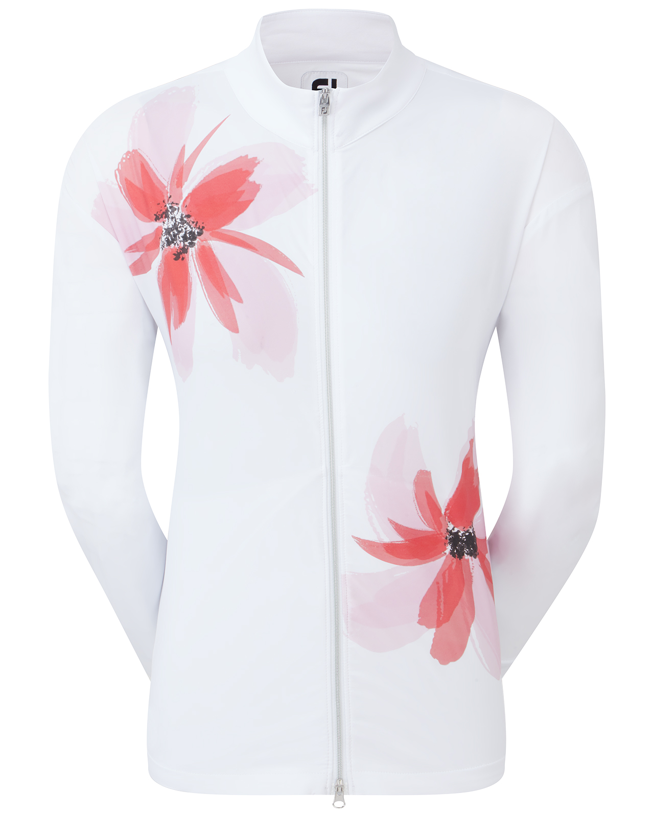 Lightweight Full-Zip, Sweater, Dame - white_with_pink_red