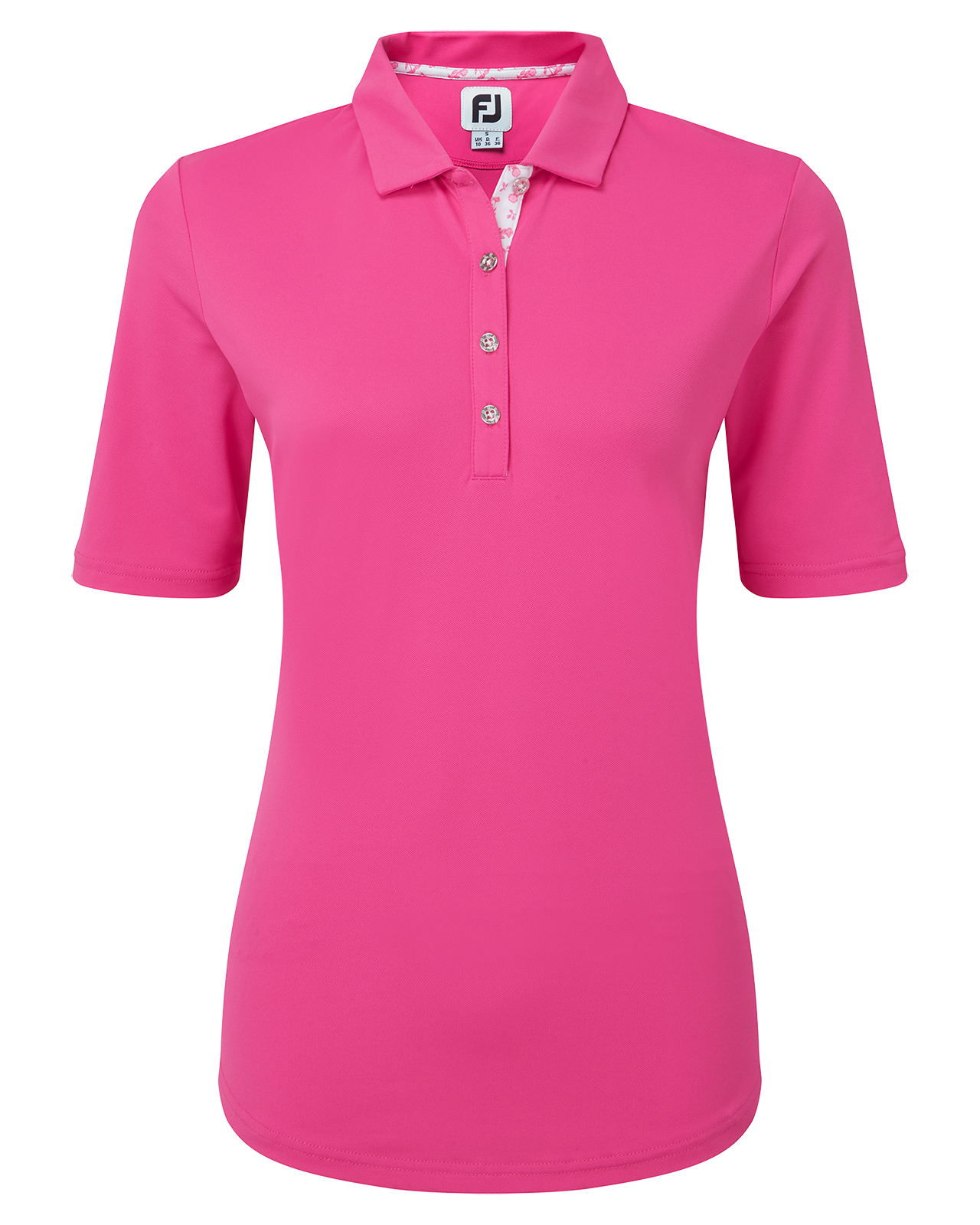 Half-Sleeve Solid, Polo, Dame - hot_pink