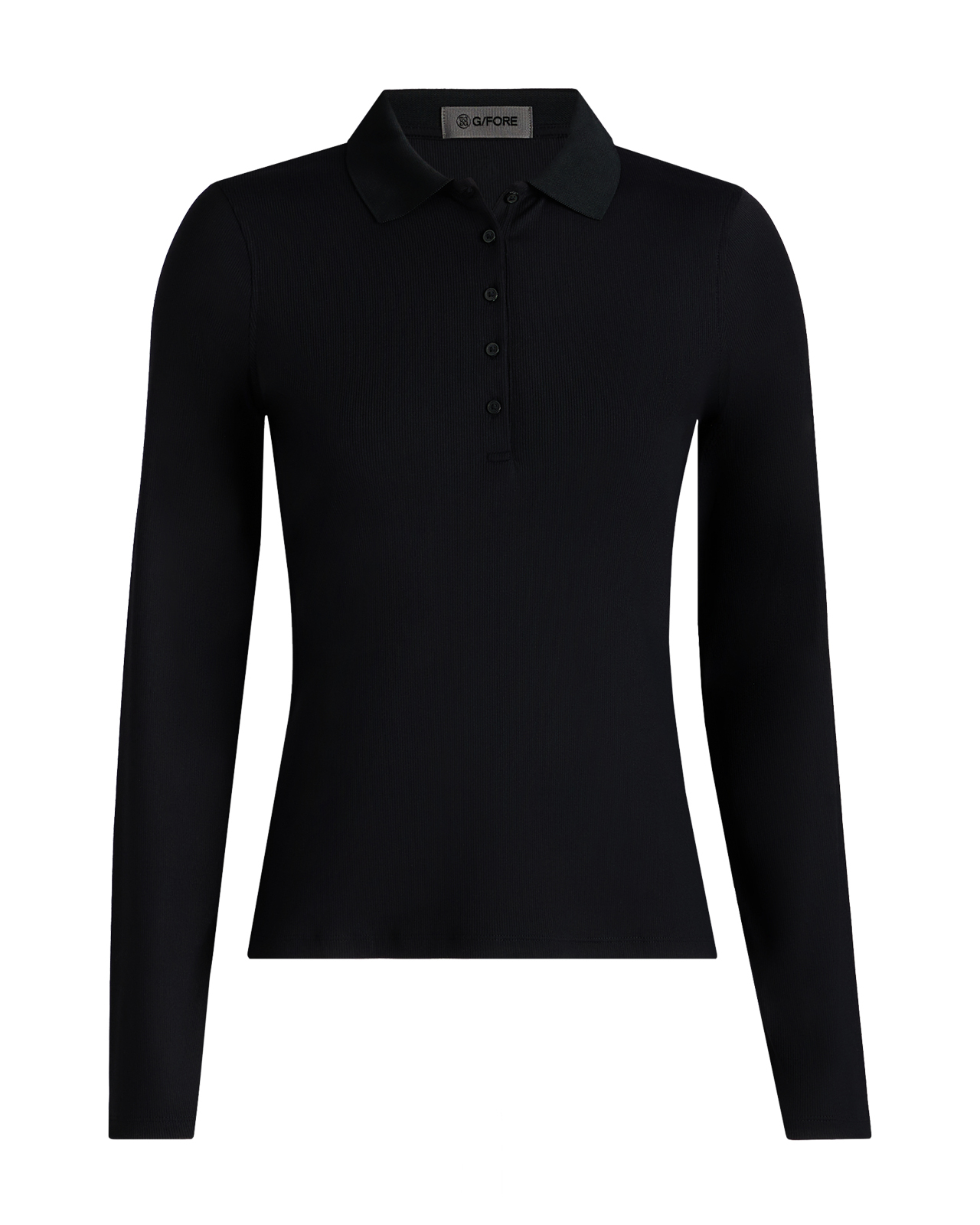 Ribbed Tech Nylon, Polo, Dame - onyx