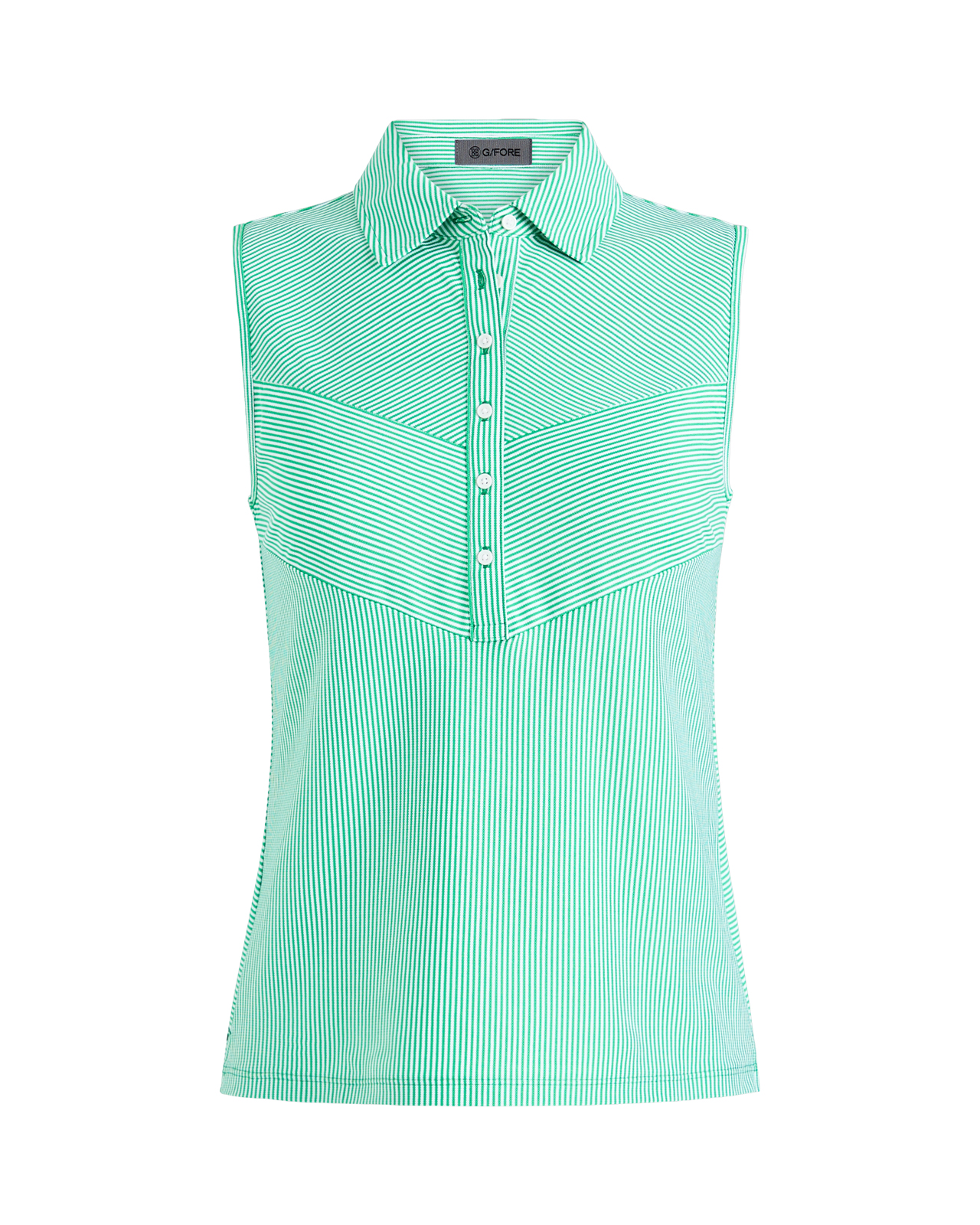 Paneled Stripe, Ærmeløs Polo, Dame - clover