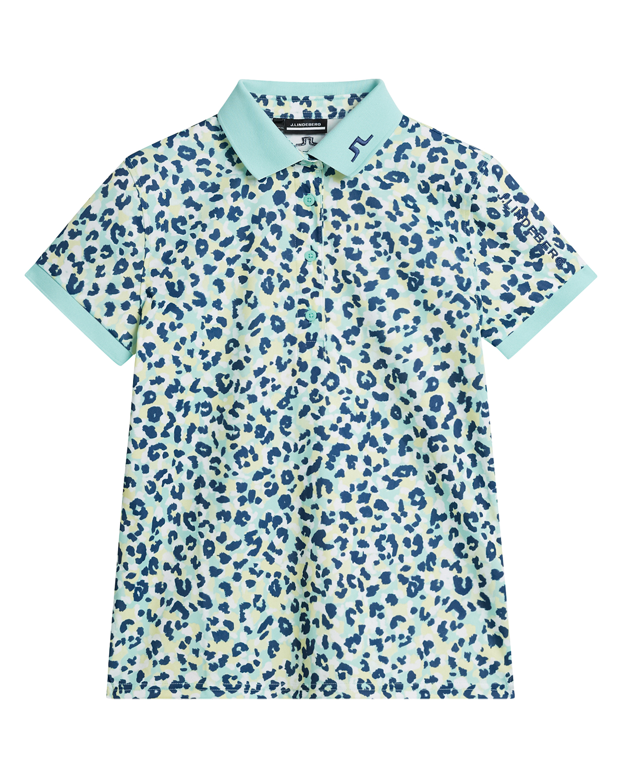 Tour Tech Print, Polo, Dame - leopard_aruba_blue