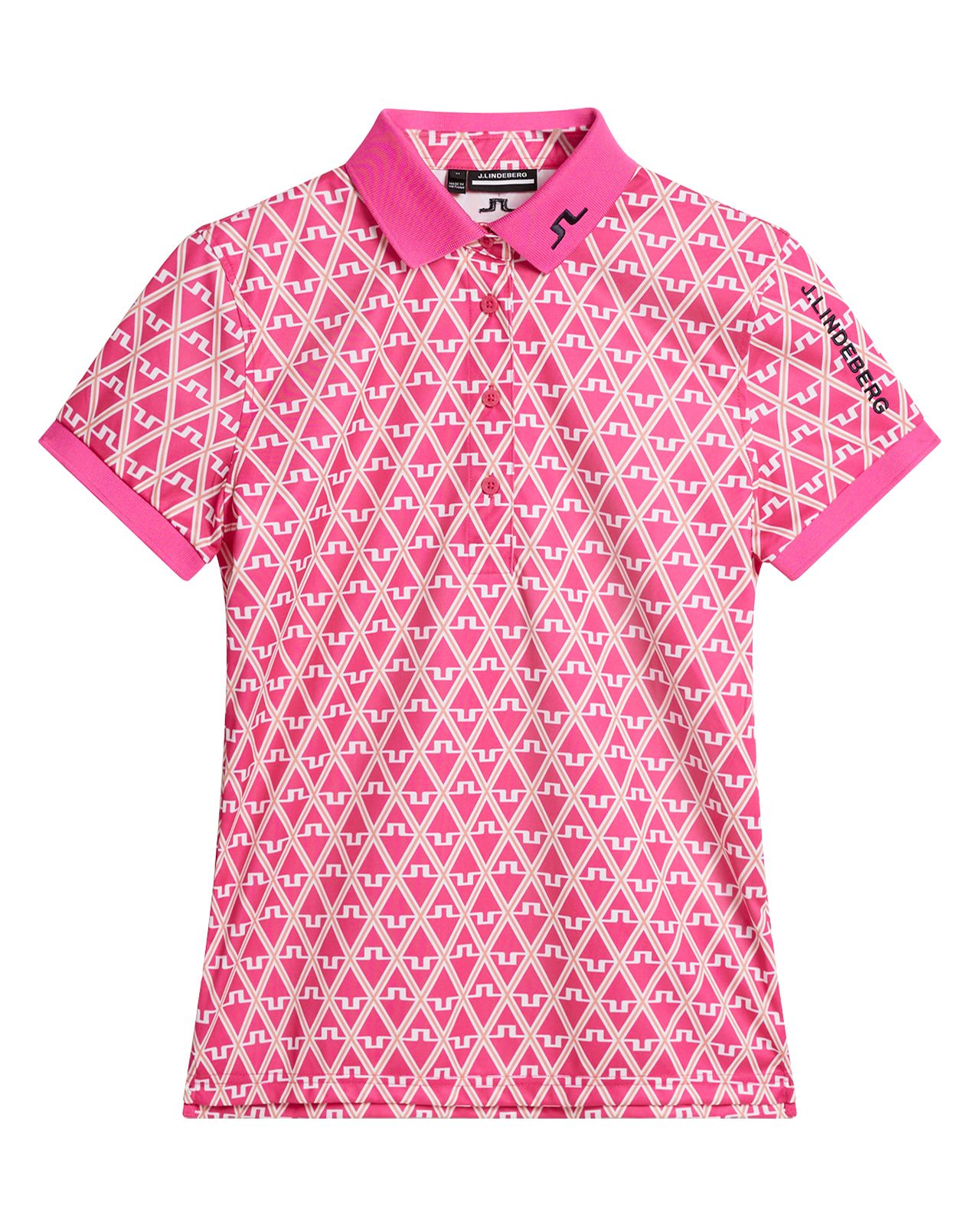 Tour Tech Print, Polo, Dame - geo_fuchsia_purple