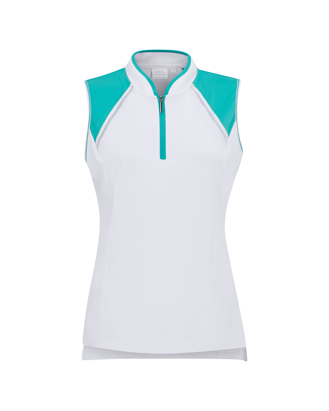 Nala, Ærmeløs Polo, Dame - white_bright_aqua