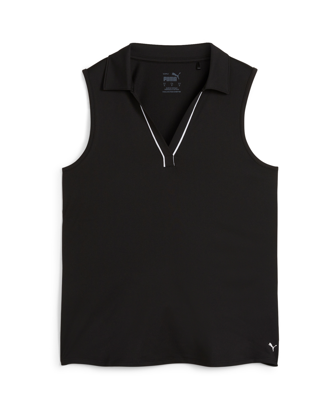 Cloudspun Piped, Ærmeløs Polo, Dame - black
