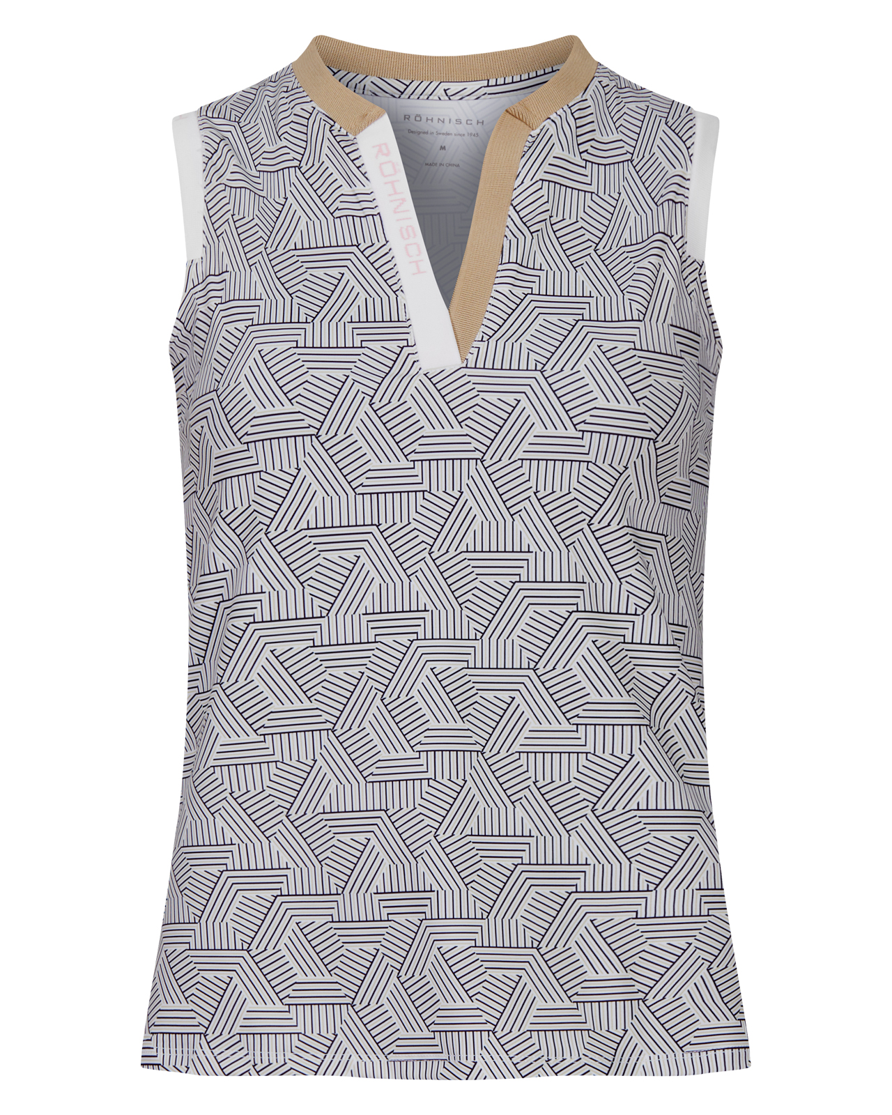 Abby, Ærmeløs polo, Dame - hexagon_beige